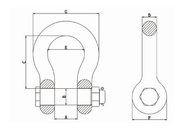 Bow Shackle 4 Times Breaking Load With High Strength Forged Carbon Steel Die Forging 2 ton - 120 ton